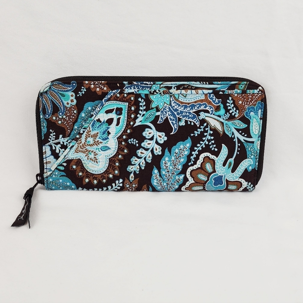 Vera Bradley Women's Brown and Blue Paisley Wallet - Picture 11 of 11